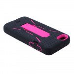 Wholesale iPhone 5 5S  Armor Hybrid Case with Stand (Black-Pink)